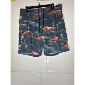 Billabong LayBaks Mens Large Blue Desert Oasis Palm Tree Board Shorts Swim Trunk